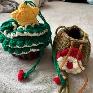 Handmade Crochet Christmas knit bag